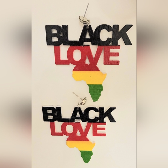 Ethnic Earrings, BLACK LOVE, 3" L x2.75 W" Beauty Colletion Brand - Picture 7 of 13